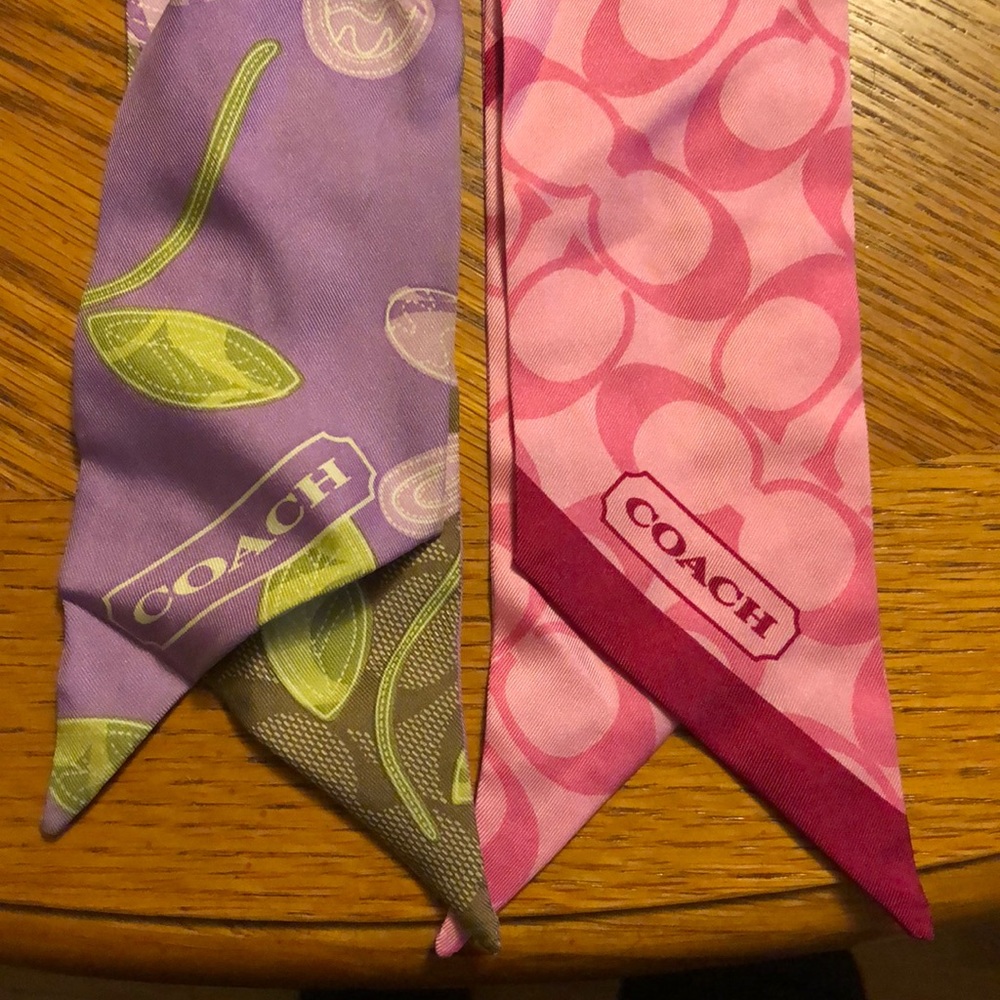 Two Coach 100% Silk Scarves